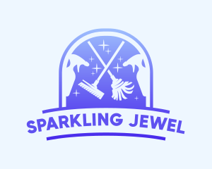 Cleaning Mop Sparkle logo design