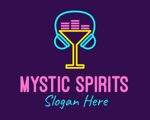 Neon Cocktail Headphones logo design