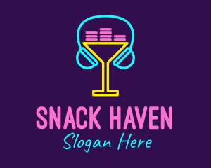 Neon Cocktail Headphones logo design