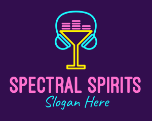 Neon Cocktail Headphones logo design