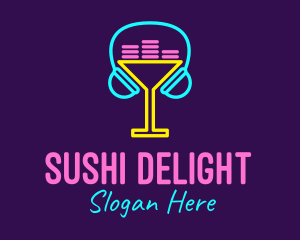 Neon Cocktail Headphones logo design