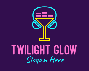 Neon Cocktail Headphones logo design