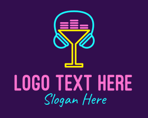 Sign - Neon Cocktail Headphones logo design