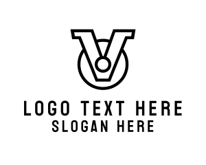 Letter V - Traditional Medal Outline logo design