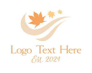 Wind - Autumn Leaves Wind logo design