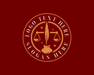 Law - Feather Pen Scale logo design