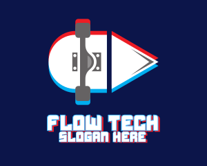 Glitchy Skateboarding Tech logo design