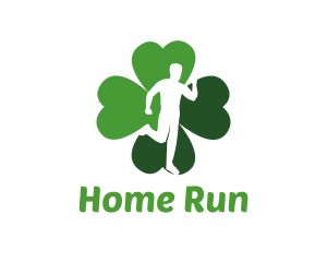 Lucky Run Four Leaf Clover logo design