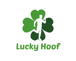 Lucky Run Four Leaf Clover logo design