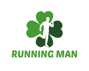 Lucky Run Four Leaf Clover logo design