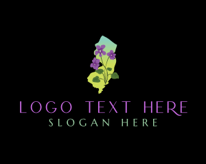 Map - New Jersey Violet Floral logo design