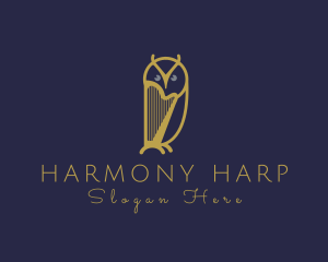 Harp - Golden Harp Owl logo design