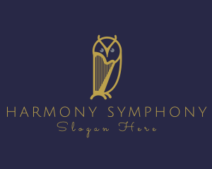 Golden Harp Owl logo design