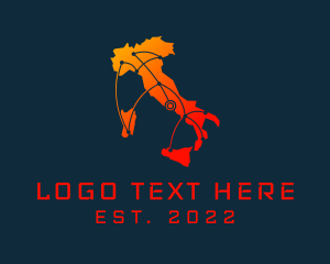 Coding - Italy Web Hosting Map logo design