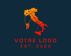 Red - Italy Web Hosting Map logo design