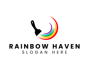 Painting Brush Rainbow logo design