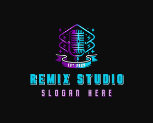 Microphone Podcast Studio logo design