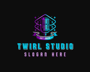 Microphone Podcast Studio logo design