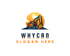 Machine - Excavator Digging Machine logo design