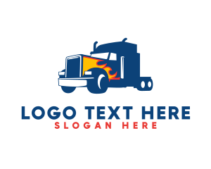 Hotrod - Blue Flaming Truck logo design