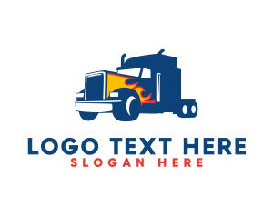 Trailer Truck - Blue Flaming Truck logo design