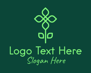 Flower Stand - Green Infinity Flower logo design