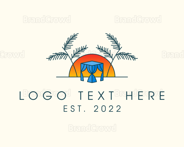 Tropical Beach Hut Cabana Logo