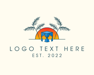 Linear - Tropical Beach Hut Cabana logo design