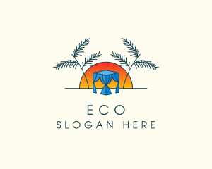 Tropical Beach Hut Cabana Logo