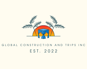 Simplistic - Tropical Beach Hut Cabana logo design