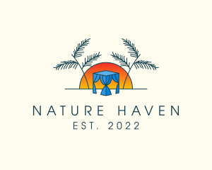 Tropical Beach Hut Cabana logo design