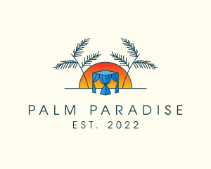 Tropical Beach Hut Cabana logo design