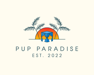 Tropical Beach Hut Cabana logo design