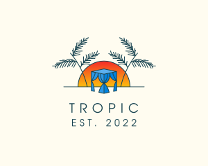 Tropical Beach Hut Cabana logo design