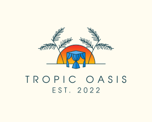 Tropical Beach Hut Cabana logo design