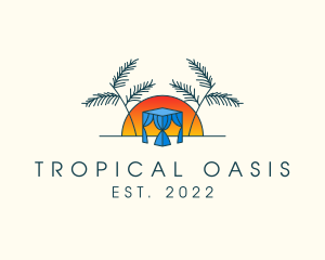 Tropical Beach Hut Cabana logo design