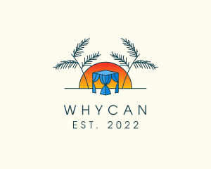 Hawaiian - Tropical Beach Hut Cabana logo design