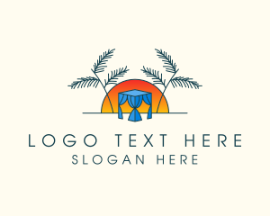 Tropical Beach Hut Cabana Logo