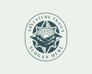 Mountain Hiking Compass logo design