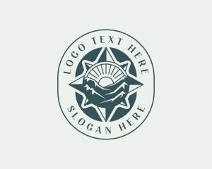 Tour Guide - Mountain Hiking Compass logo design