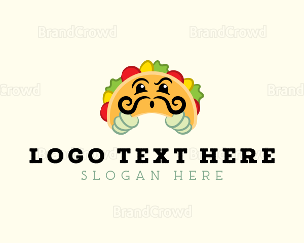 Mexican Taco Moustache Logo
