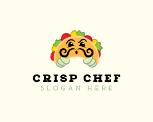 Mexican Taco Moustache logo design