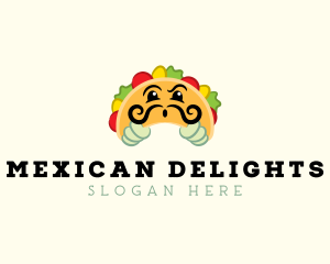 Mexican Taco Moustache logo design