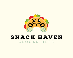 Mexican Taco Moustache logo design