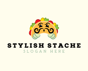 Mexican Taco Moustache logo design