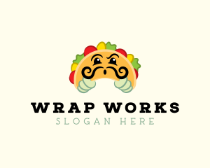 Wrap - Mexican Taco Moustache logo design