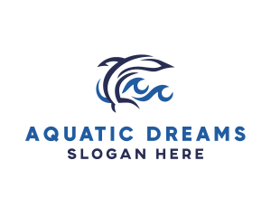 Aquatic Dolphin Wave logo design