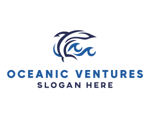 Aquatic Dolphin Wave logo design