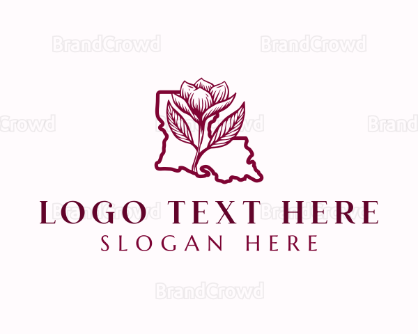 Louisiana Magnolia Flower Logo