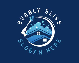 House Pressure Washer Bubble  logo design